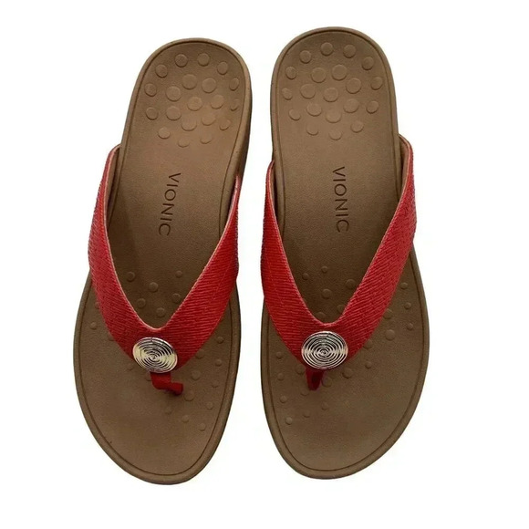 Vionic Pacific Pilar Woven Platform Thong Sandals Flip Flops Cherry Womens 10 - Picture 1 of 11